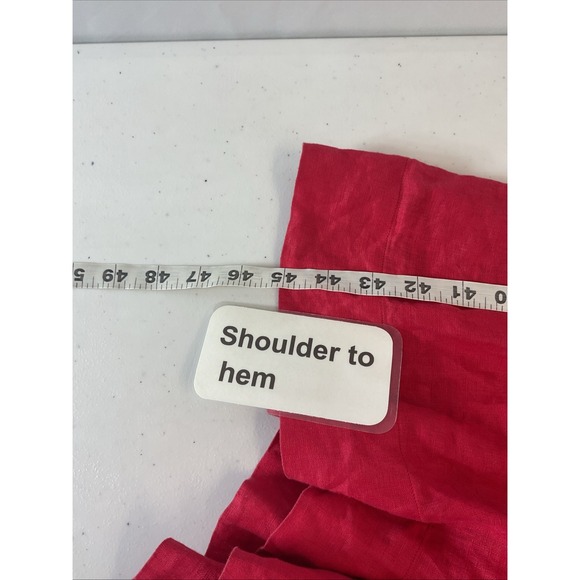 Johnny Was Calme Red coral 100% Linen Ruffle Tiered mid sun Dress Size XL - Picture 9 of 10